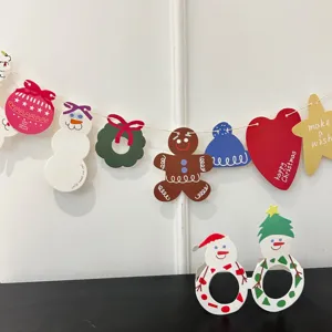 Christmas paper banner garland set party hanging decorations photo props festive supplies