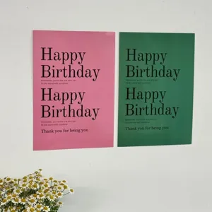 Ins style birthday decorative cards wall stickers pink and green poster set with English text