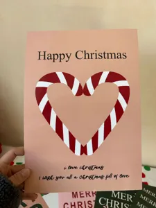 Christmas decorative poster card candy cane heart pink design holiday party decor props