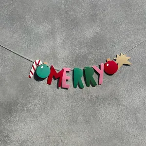 Christmas paper banner MERRY letter garland party hanging decoration holiday supply