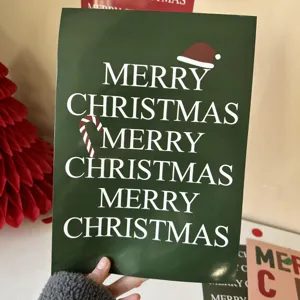 Christmas poster card holiday party decoration banner festive photo prop green background.