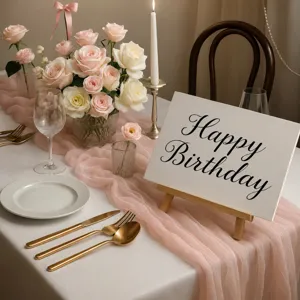 Detailed view of the birthday card stand prop, perfect for party desktop decoration.