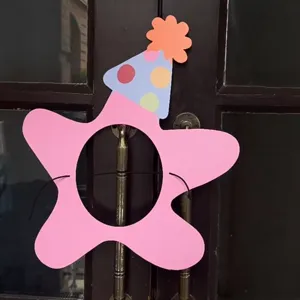 Funny birthday hat photo headpiece party mask cute pink star design for holiday celebration
