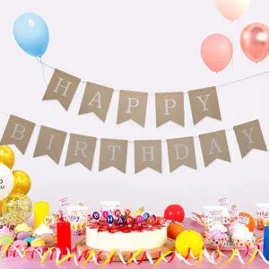 Kraft paper happy birthday banner set for children birthday party decoration and photo props.