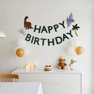 Ins style dinosaur letter kids birthday party decoration set with banner and balloons main view