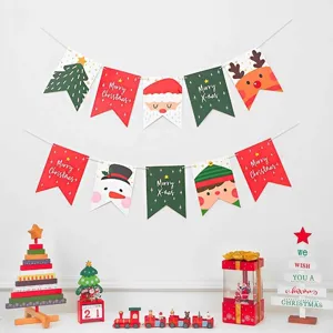 Christmas banner decoration hanging flag party props holiday festive atmosphere scene layout.