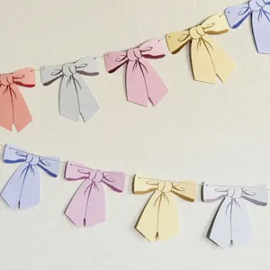 Ins Style Bowknot Macaron Paper Bunting Banner Children Birthday Party Decor Hanging Garland