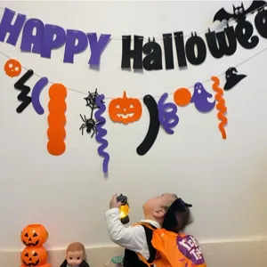 Halloween Party Decoration Bunting Banner Halloween Theme Hanging Ornaments Party Supplies For Kids Holiday Decor