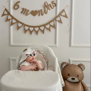 Kraft paper 6 months banner for baby half birthday party and photo booth props decor.