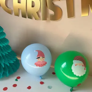 Latex Christmas Balloons Santa And Elf Printed Festive Party Decoration Balloons Festive Event Decor