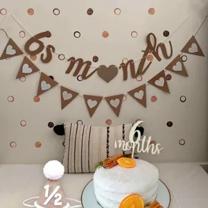 6 Months Birthday Party Decoration Banner Kraft Paper Letter Set For Baby Photo Props