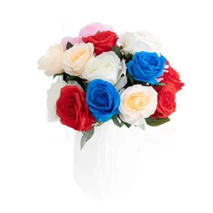 Bouquet di rose in seta artificiale fiori finti colorati decorazione casa nozze vaso
