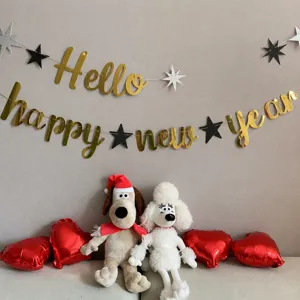 New Year party decoration banner glitter gold letters holiday hanging banner for celebration