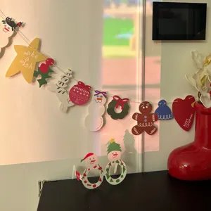Christmas paper garland banner snowman party hanging decoration photo backdrop props