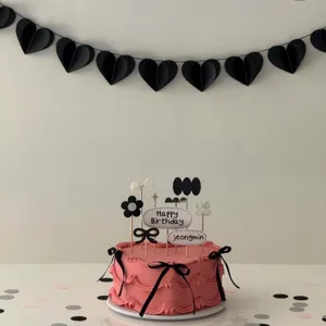 Birthday party decoration paper banner and cake topper set for kids room interior setup