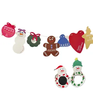 Christmas paper garland banner holiday party hanging decoration photo backdrop props kids toys