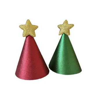 Weihnachts Party Kegel Hüte mit Glitzer Gold Sternen, ideale Feiertag Tischdeko und Requisiten.