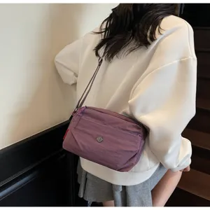 Casual purple nylon shoulder bag for women daily commute versatile crossbody bag stylish