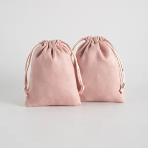 Rosa Samt Kordelzug Schmuckbeutel, weiche Geschenktasche fuer Hochzeitsfeiern und kleine Accessoires.