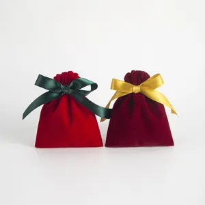 Roter Samt Kordelzug Beutel fuer Schmuck Geschenk Aufbewahrung staubdichte Tasche.