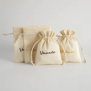 Cotton linen drawstring bags set for jewelry gift packaging storage pouches bulk reusable small