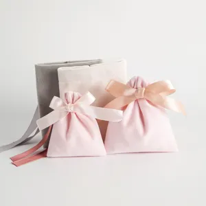 Samt Kordelzug Geschenkbeutel mit Satinschleife, weiche Schmuck Aufbewahrungsbeutel Staubtasche.