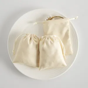 Samt Schmuckbeutel Kordelzug Geschenk Aufbewahrungstasche Beige kleine Verpackungstasche