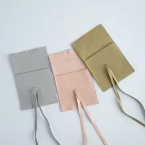 Mikrofaser Kunstleder Samt Schmuck Aufbewahrungsbeutel für Ring und Halskette Verpackung 3er Set