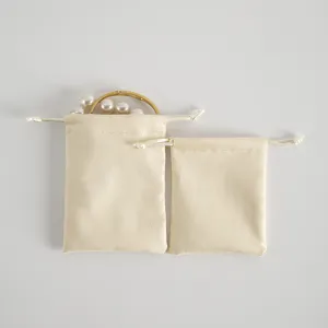 Beige Samt Kordelzug Schmuckbeutel Geschenk Aufbewahrung Taschen Set fur Kleinaccessoires.