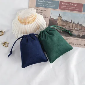 Samt Schmuck Kordelzug Aufbewahrungstasche dunkelblau grün kleine Beutel Geschenk