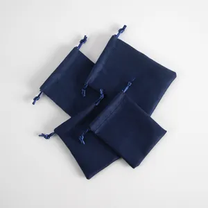Dunkelblaue Flanell Kordelzug Schmuckbeutel, weiche Aufbewahrungstaschen für Accessoires.