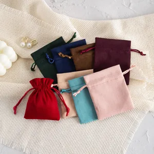 Samt Schmuckbeutel Geschenk Aufbewahrungstasche Set, bunte Wildleder Kordelzug Tasche.