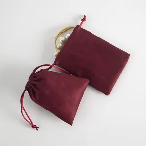 Bordeauxroter Samt Kordelzug Schmuckbeutel, weiche Flanell Geschenkverpackung Beutel.