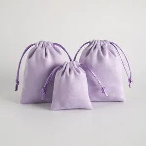 Hellila Samt Kordelzug Beutel Set, weiche Flanell Schmuck und Lippenstift Aufbewahrungstasche.