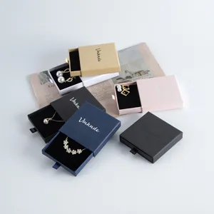Mehrfarbiges Papier Schmuckschatulle Schubladen Box Set mit Inlett fuer Ringe Ketten