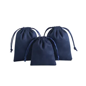 Dunkelblaue Flanell Kordelzug Schmuckbeutel, weiche Samt Geschenktüten für Zubehör Aufbewahrung.
