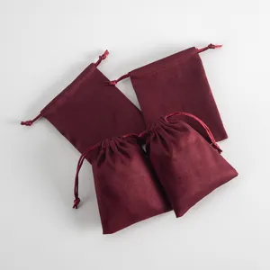 Dunkelroter Samt Kordelzug Beutel Schmuck Geschenkbeutel fuer kleine Accessoires Verpackung.