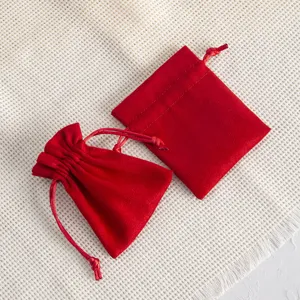 Roter Samt Kordelzugbeutel fur Schmuck Geschenkverpackung weiche Stoff Aufbewahrung.