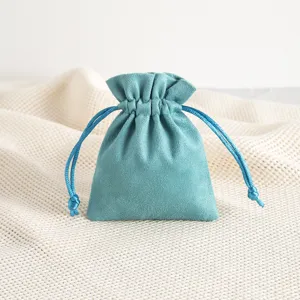 Wildleder Schmuckbeutel mit Kordelzug Samt Geschenktasche fuer kleine Accessoires