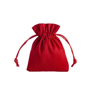 Roter Samt Kordelzug Beutel fuer Schmuck Geschenk Aufbewahrung kleine Gegenstaende 1 Stk