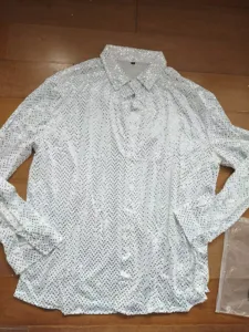 Herren Casual Langarm Hemd mit Metallic Pünktchen Umlegekragen Flachlegen Hauptproduktansicht