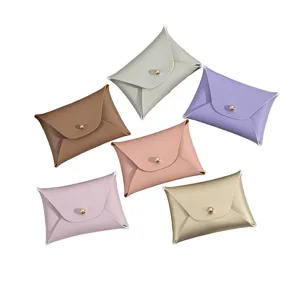 PU Leder Mini Umschlag Aufbewahrungstasche Druckknopf Schmucktasche Geschenk Organizer Set