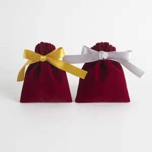 Eleganter Weinroter Samtbeutel Mit Kordelzug Und Satinband Schleife Für Schmuck Geschenkverpackung Hochzeit Party Gastgeschenke Kleiner Staubdichter Beutel