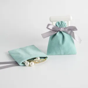 Luxus Samt Schmuck Kordelzugbeutel Satinband Schleife Geschenkverpackung Tragbare Kleine Zubehör Aufbewahrungstasche Samtbeutel