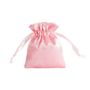 Rosa Satin Kordelzug Beutel fuer Schmuck Geschenk Verpackung Staubdichte Aufbewahrung
