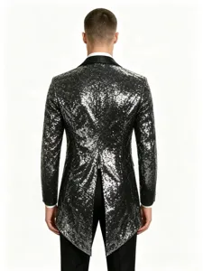 Veste queue de pie a paillettes pour homme retro vintage pour spectacle et fete.
