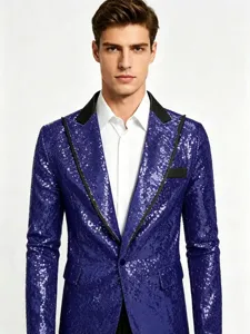 Chaqueta de traje con lentejuelas para hombre brillante fiesta boda espectáculo moda
