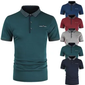 Men's short sleeve polo shirt casual contrast collar slim fit summer daily wear apparel style variant.