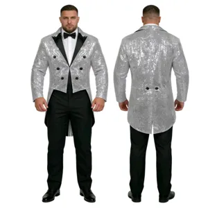 Hombre chaqueta frac lentejuelas smoking brillante fiesta actuacion ropa exterior