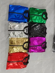 Heren metallische opstaande kraag jas kleurrijke mode ritssluiting kleding lente stijl